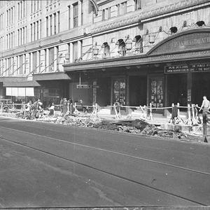 Road works in front of the St James Theatre