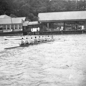 Opening, Mosman Rowing Club. Eight oar rowing.