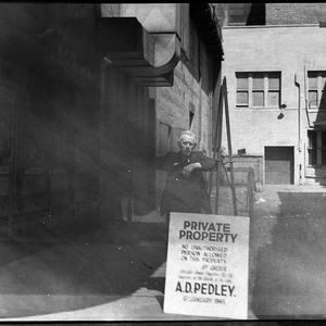 A.D. Pedley Private property sign, Lyric Theatre lane (...