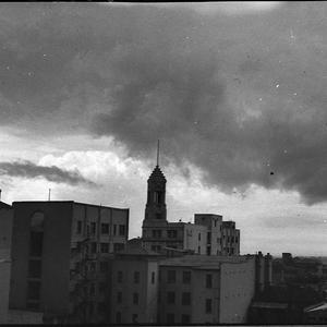 Storm over Newcastle: buildings in city area
