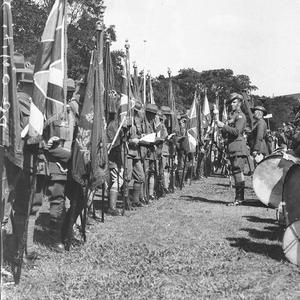 Line-up of the colour party