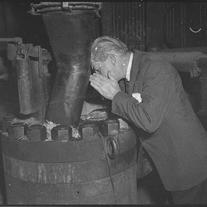 Harold Holt at Masonite factory, Raymond Terrace