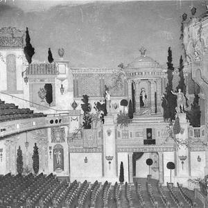 The eastern side of the auditorium, showing dress-circle, stalls, proscenium and Wurlitzer organ console, Capitol Theatre