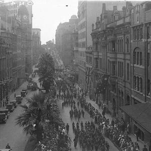 Anzac Day march in Bridge Street
