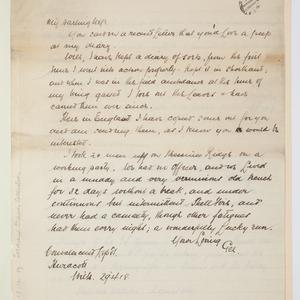 Balme letter and diary, 29 April 1918 / Gerald Archibal...