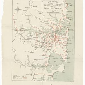 Map shewing railways and tramways of Sydney and environ...