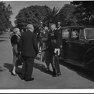 Lieutenant-General E.W. Woodward arriving at Government...
