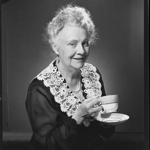 Job no. 2926: Nel Lamport with cup of tea, April 1956 /...