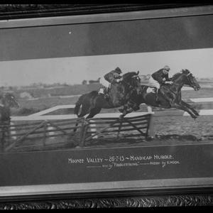 Jockey Ted Moon [E. Moon] and old race pictures (Melbou...