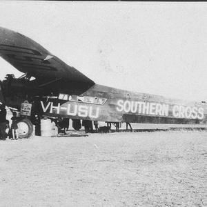 Kingsford-Smith's "Southern Cross" aeroplane at aerodro...