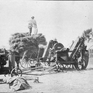 Chaffcutting on Sunshine farm. 1912 Jelbart crude oil e...
