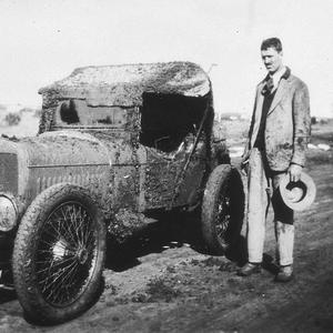 Hispano Suiza car covered in mud. "Just outside Griffit...