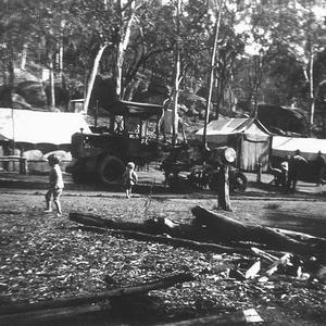 Campsite at the Sandy Hollow to Maryvale railway line c...