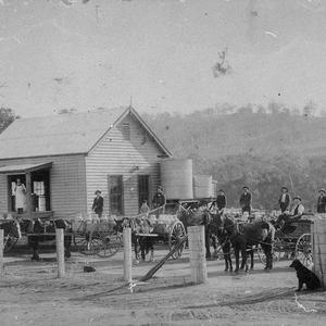 Factory at Kanoona. The milk carts loaded with milk cans brought the milk from outlying farms - Bega, NSW
