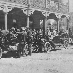 Early Ford motor cars in front of Hotel - Temora, NSW