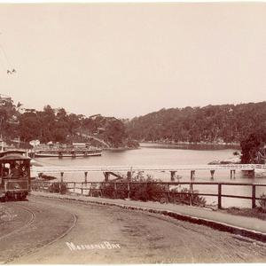 Mosmans Bay [showing a tram, with ferry at wharf and fo...