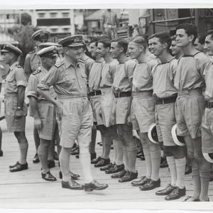 Admiral Sir Bruce Fraser inspects the personnel of the ...