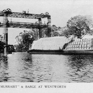 Paddle steamer 55 "Murrabit" and barge of Wool at Wentw...