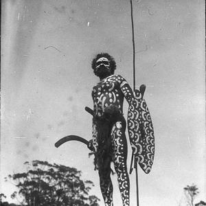 Aboriginal man in ceremonial paint - Port Macquarie are...
