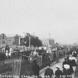 Decorated cars in Hyde Street, Footscray celebrating Fo...