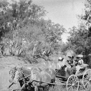 Picnic party in buggy on banks of the Barwon River at W...