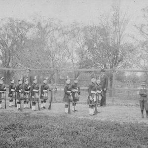 Cadets in kilts prior to procession in Hay Park - Hay, ...