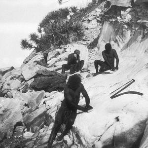Aboriginal men making stone implements - Port Macquarie...