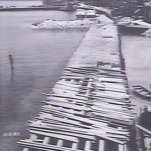 View of east embankment with decking being removed