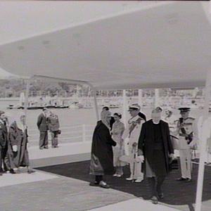 Arrival of Queen Elizabeth II at Farm Cove, 1954