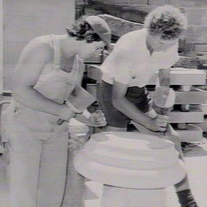 Apprentice stonemasons working at Registrar-General's B...