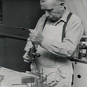 Handicapped men at carpentry class in Redfern workshop
