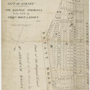 Plan of Kensington in the city of Sydney [cartographic material] : the railway terminus to be sold by Messrs. Mort & Brown on ... 1850.