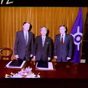 Premier (Barry Unsworth) greets Vice-Governor of Tokyo
