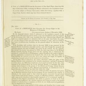 Copy of a despatch from the Governor of New South Wales...