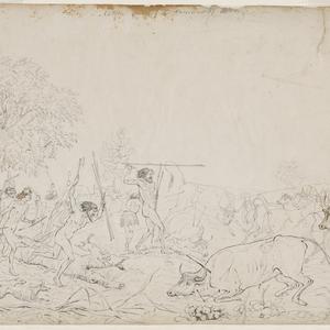 Natives spearing the 'Overlanders cattle / Geo. Hamilto...