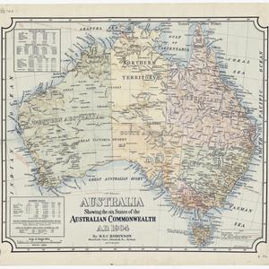 Australia showing the six states of the Australian Comm...