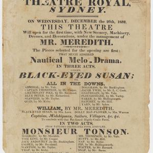 Playbills (5) for theatre performances, 1832-1840