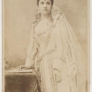 Nellie Melba, in costume for "Lucia di Lammermoor", pos...