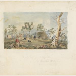 Victoria River camp site, with tree marked with the let...
