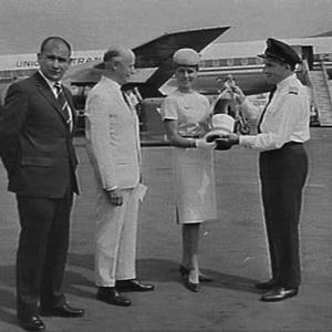 Manager UTA M.Taillard, Sir P.G.Taylor, flight attendan...