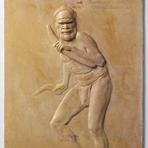 Item 2: Gypsum cast of a Boomerang thrower, Central Aus...