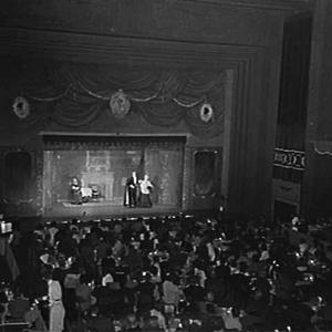 Cast and audience at the show East Lynne, Music Hall Re...