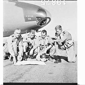 Crew of Canberra bomber check the flight plan, RAAF exe...