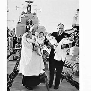 Four babies of RAN officers christened aboard HMAS Vamp...