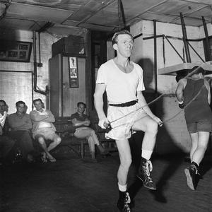 Jimmy Carruthers training for a fight against feather-w...