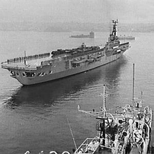 Departure from Garden Island of aircraft carrier HMAS S...