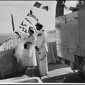 Elizabeth the Queen Mother on board HMAS Quiberon on Sy...