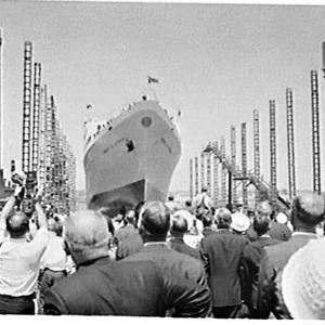Launching of the vehicular ferry Empress of Australia, ...