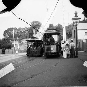 Rose Bay electric tram and Ocean-King Street cable tram...
