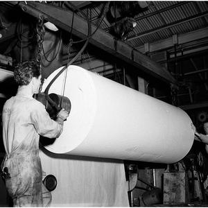 Lifting a roll of paper at Australian Paper Mills